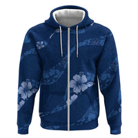 Aloha Hawaii Floral Tapa Hoodie Patchwork Navy - Polynesian Pride