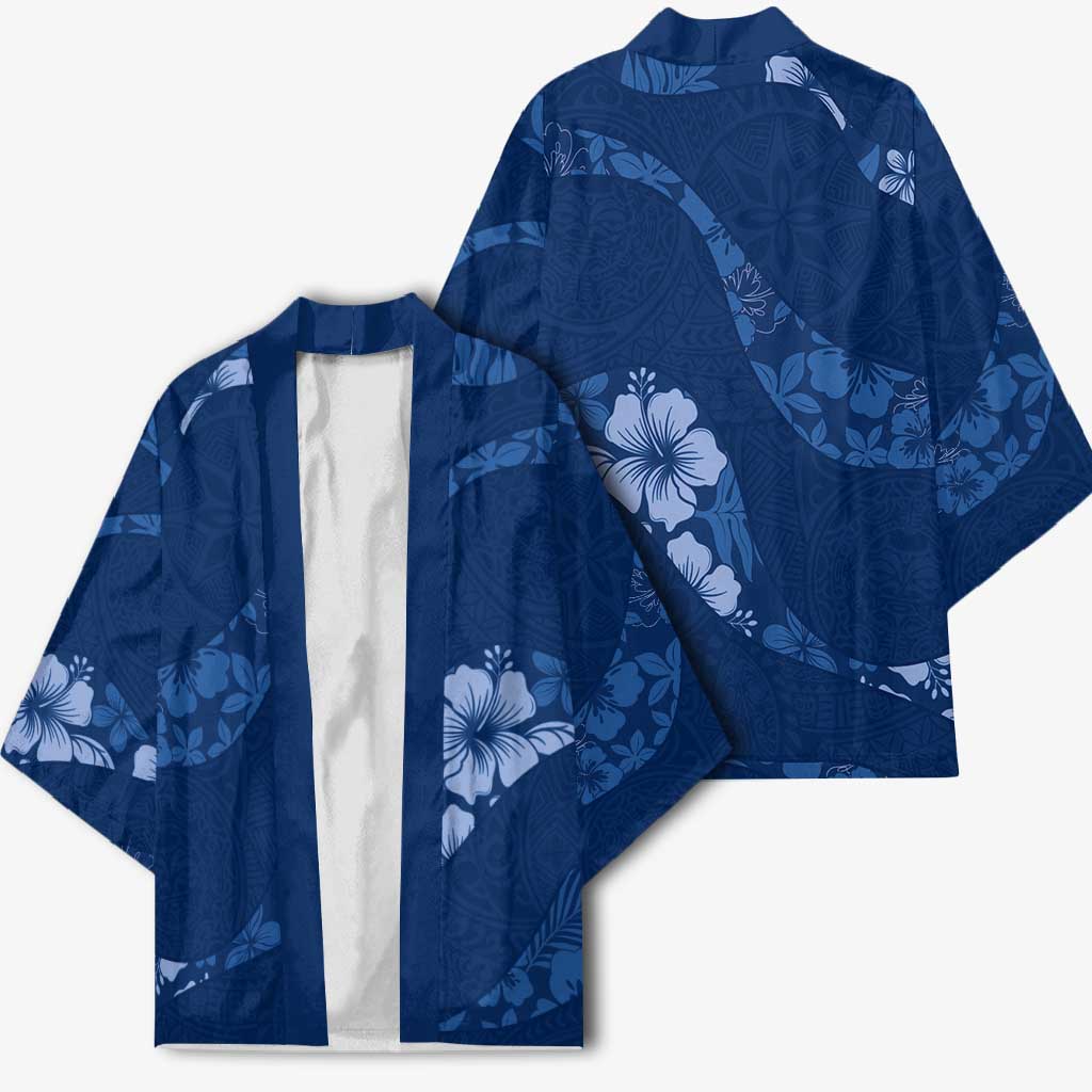 Aloha Hawaii Floral Tapa Kimono Patchwork Navy - Polynesian Pride