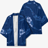 Aloha Hawaii Floral Tapa Kimono Patchwork Navy - Polynesian Pride