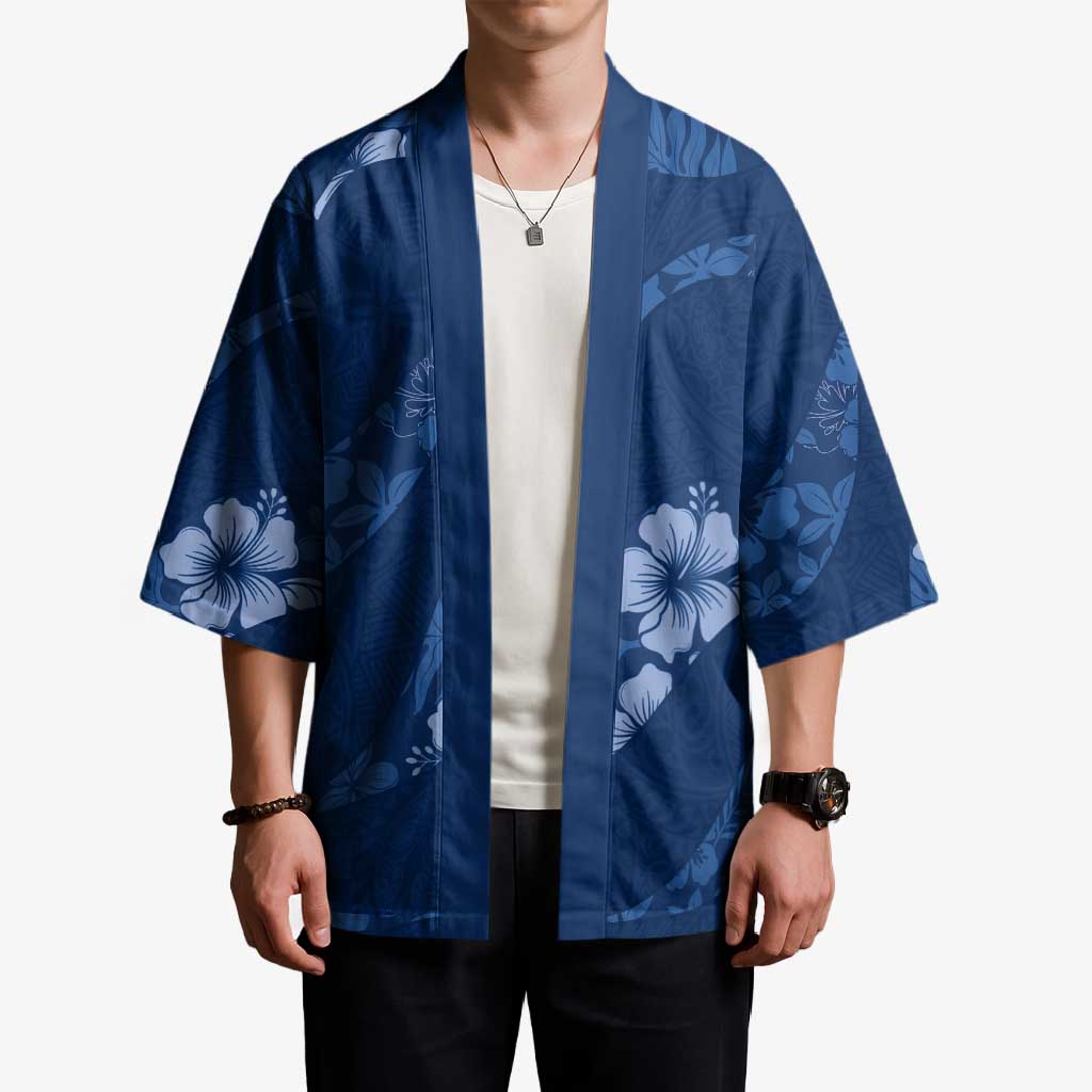 Aloha Hawaii Floral Tapa Kimono Patchwork Navy - Polynesian Pride