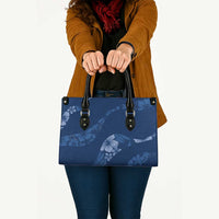 Aloha Hawaii Floral Tapa Leather Bag Patchwork Navy LT7 Navy - Polynesian Pride