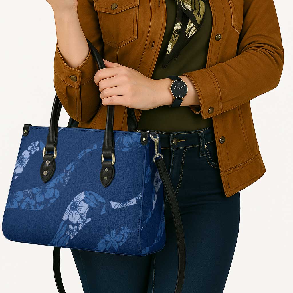 Aloha Hawaii Floral Tapa Leather Bag Patchwork Navy LT7 - Polynesian Pride