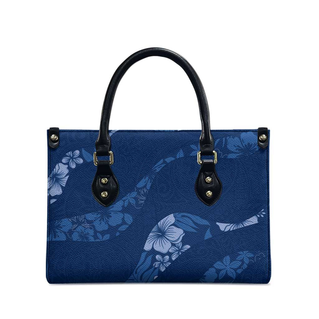 Aloha Hawaii Floral Tapa Leather Bag Patchwork Navy LT7 - Polynesian Pride