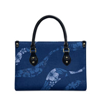 Aloha Hawaii Floral Tapa Leather Bag Patchwork Navy LT7 - Polynesian Pride