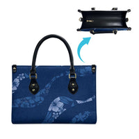 Aloha Hawaii Floral Tapa Leather Bag Patchwork Navy LT7 - Polynesian Pride