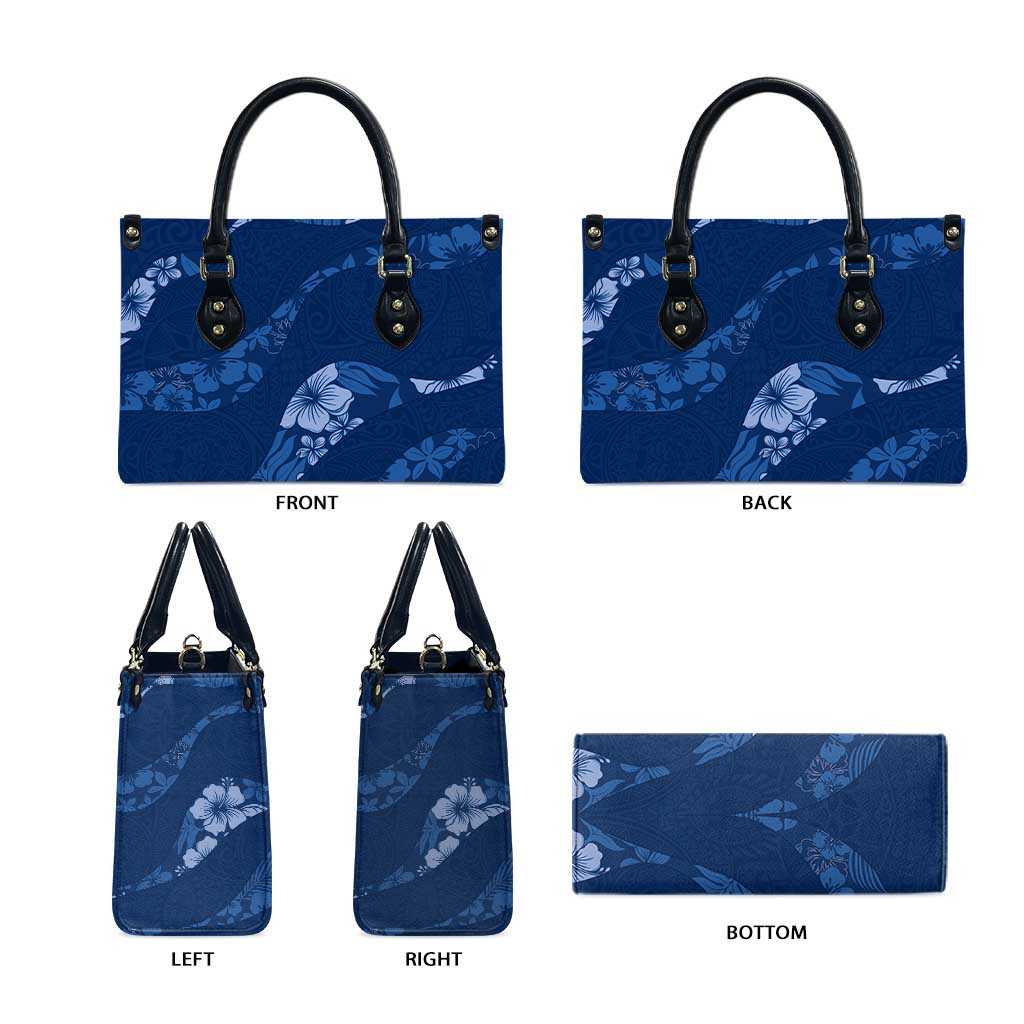 Aloha Hawaii Floral Tapa Leather Bag Patchwork Navy LT7 - Polynesian Pride