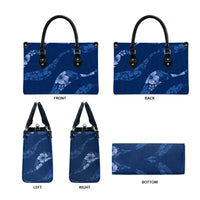 Aloha Hawaii Floral Tapa Leather Bag Patchwork Navy LT7 - Polynesian Pride