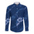 Aloha Hawaii Floral Tapa Long Sleeve Button Shirt Patchwork Navy - Polynesian Pride