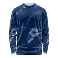 Aloha Hawaii Floral Tapa Long Sleeve Shirt Patchwork Navy LT7 Unisex Navy - Polynesian Pride