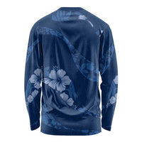 Aloha Hawaii Floral Tapa Long Sleeve Shirt Patchwork Navy LT7 - Polynesian Pride