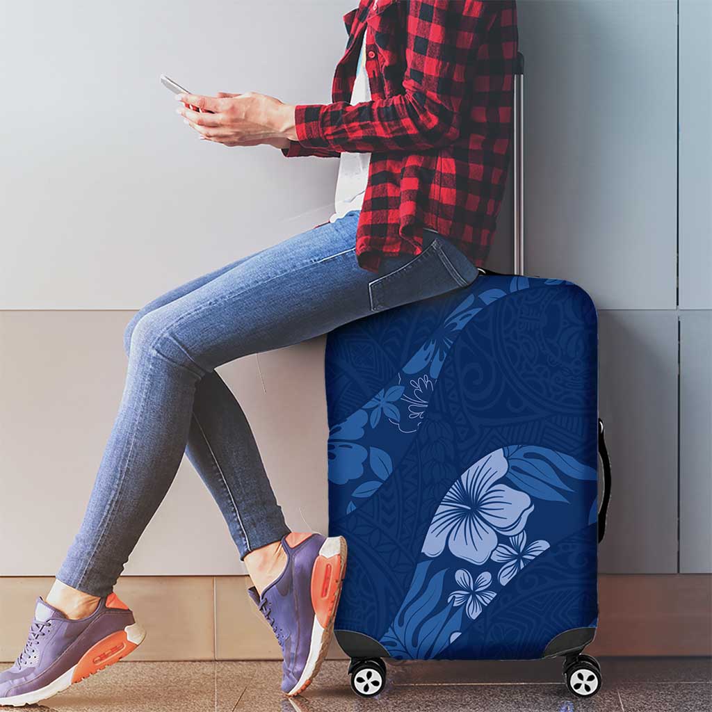 Aloha Hawaii Floral Tapa Luggage Cover Patchwork Navy - Polynesian Pride