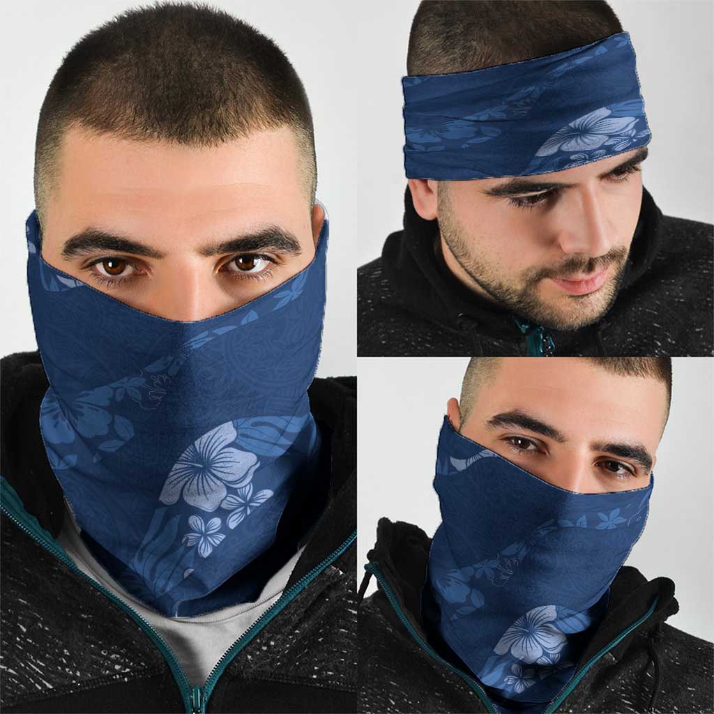 Aloha Hawaii Floral Tapa Neck Gaiter Patchwork Navy LT7 - Polynesian Pride