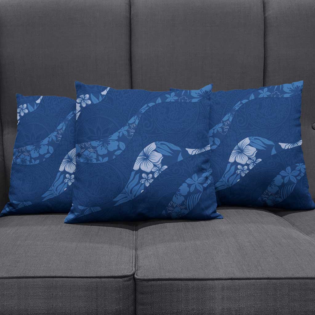 Aloha Hawaii Floral Tapa Pillow Cover Patchwork Navy - Polynesian Pride