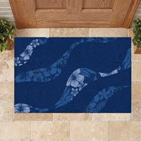 Aloha Hawaii Floral Tapa Rubber Doormat Patchwork Navy LT7 Navy - Polynesian Pride