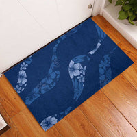 Aloha Hawaii Floral Tapa Rubber Doormat Patchwork Navy LT7 - Polynesian Pride