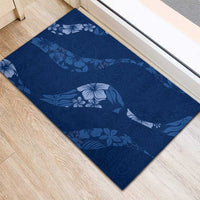 Aloha Hawaii Floral Tapa Rubber Doormat Patchwork Navy LT7 - Polynesian Pride
