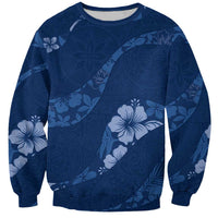 Aloha Hawaii Floral Tapa Sweatshirt Patchwork Navy LT7 Unisex Navy - Polynesian Pride