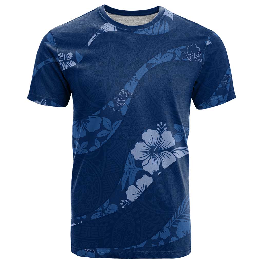 Aloha Hawaii Floral Tapa T Shirt Patchwork Navy - Polynesian Pride