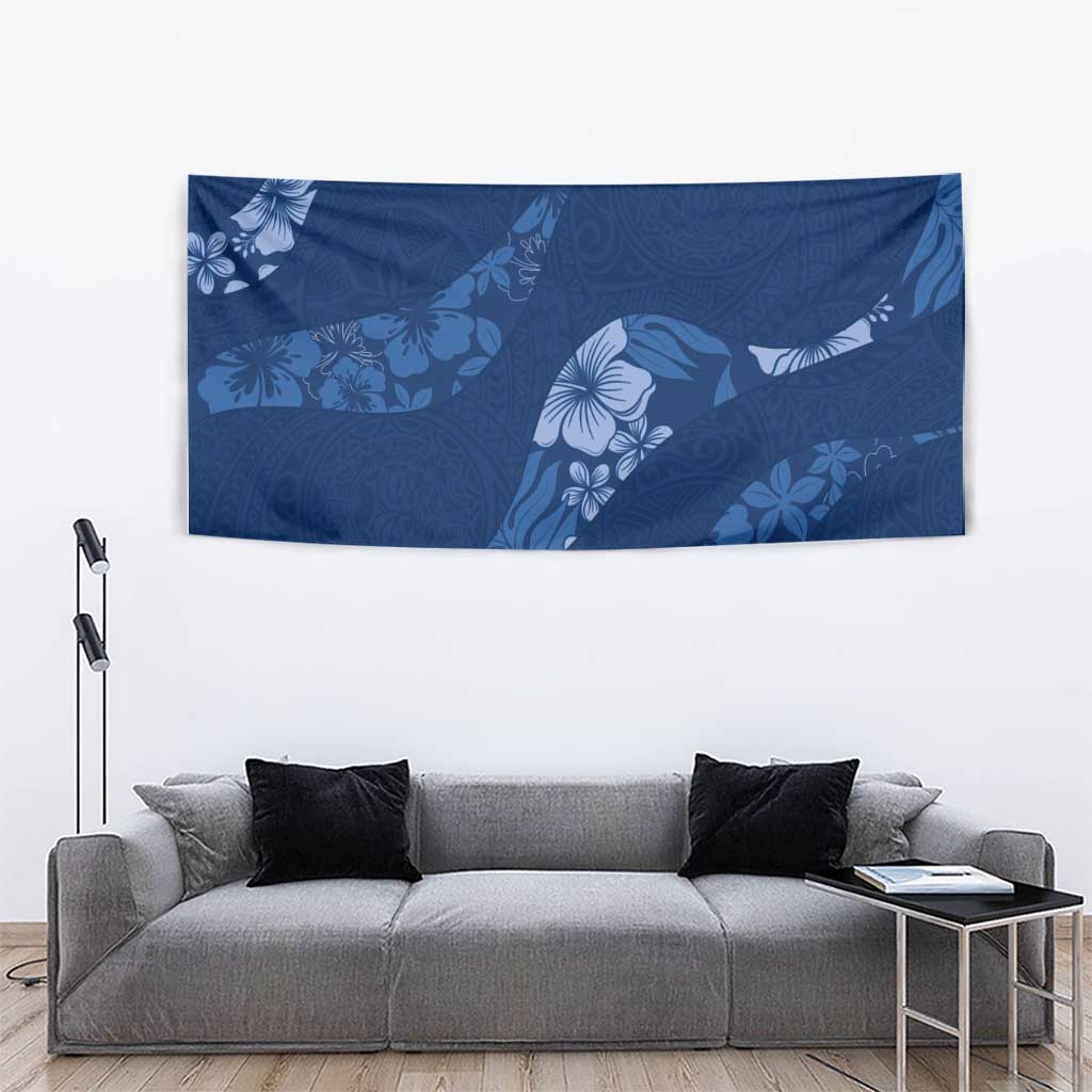 Aloha Hawaii Floral Tapa Tapestry Patchwork Navy - Polynesian Pride