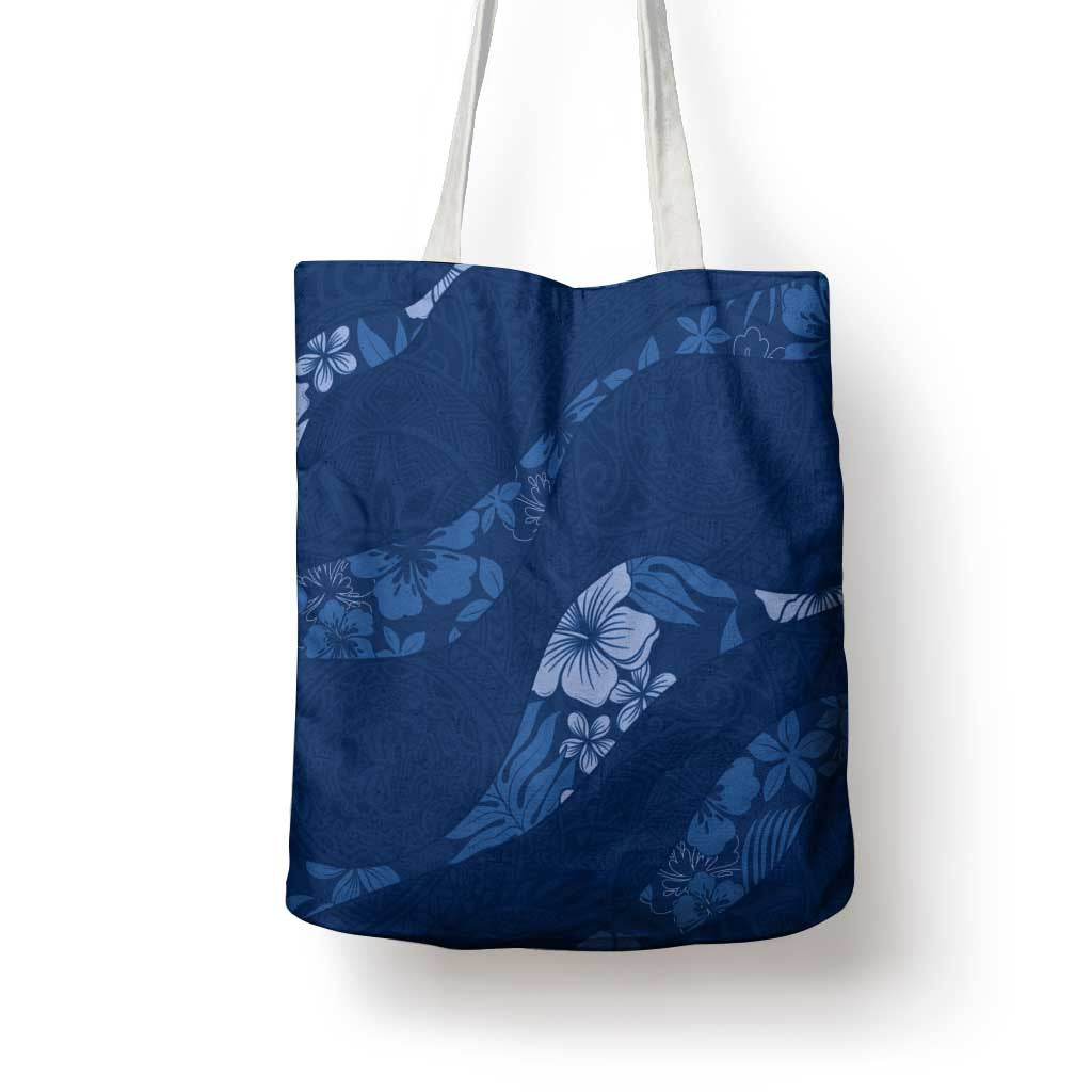 Aloha Hawaii Floral Tapa Tote Bag Patchwork Navy - Polynesian Pride