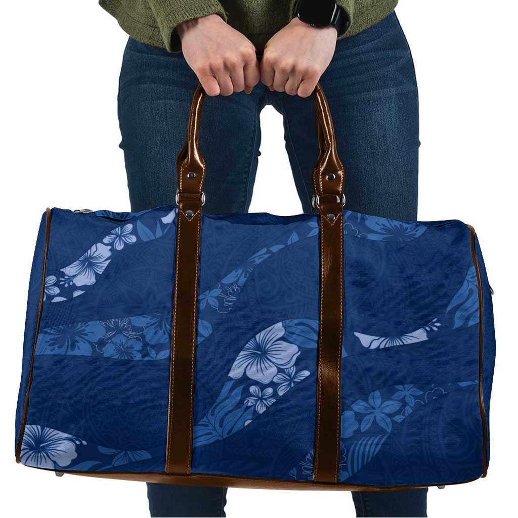 Aloha Hawaii Floral Tapa Travel Bag Patchwork Navy - Polynesian Pride