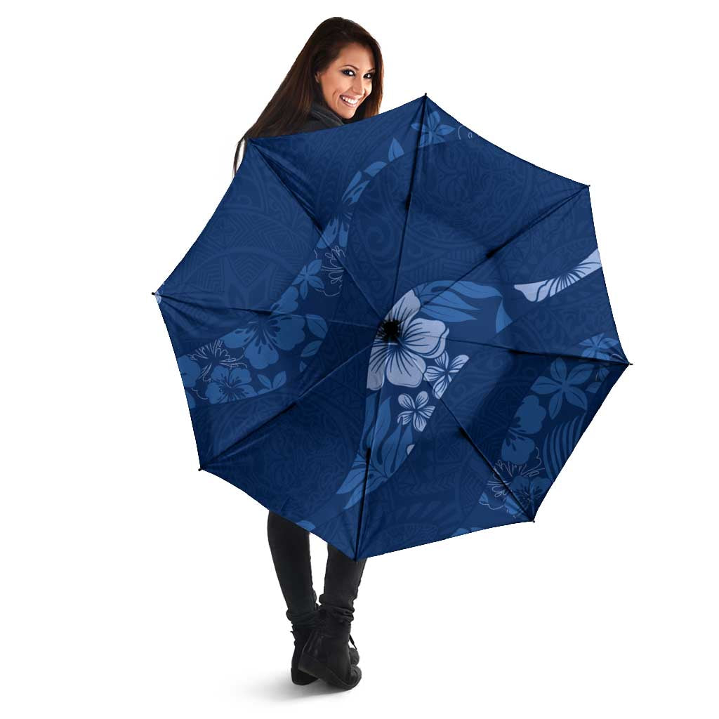 Aloha Hawaii Floral Tapa Umbrella Patchwork Navy - Polynesian Pride