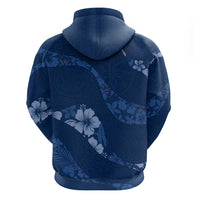 Aloha Hawaii Floral Tapa Zip Hoodie Patchwork Navy - Polynesian Pride