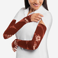 Aloha Hawaii Floral Tapa Arm Sleeves Patchwork Crimson - Polynesian Pride