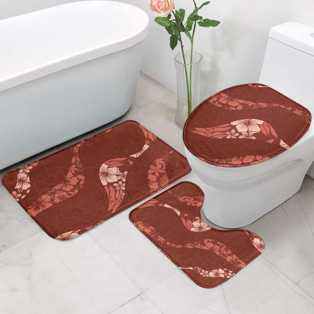 Aloha Hawaii Floral Tapa Bathroom Set Patchwork Crimson - Polynesian Pride