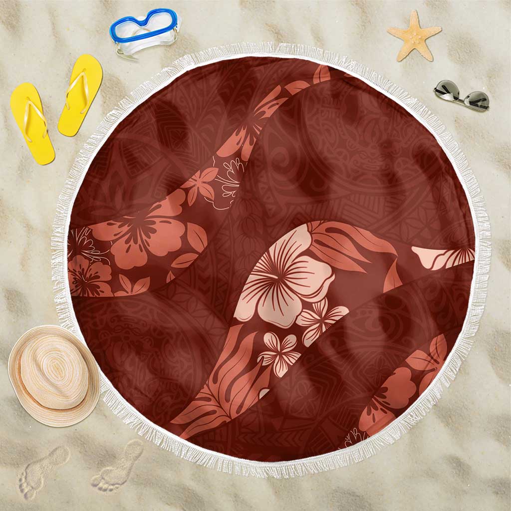 Aloha Hawaii Floral Tapa Beach Blanket Patchwork Crimson - Polynesian Pride