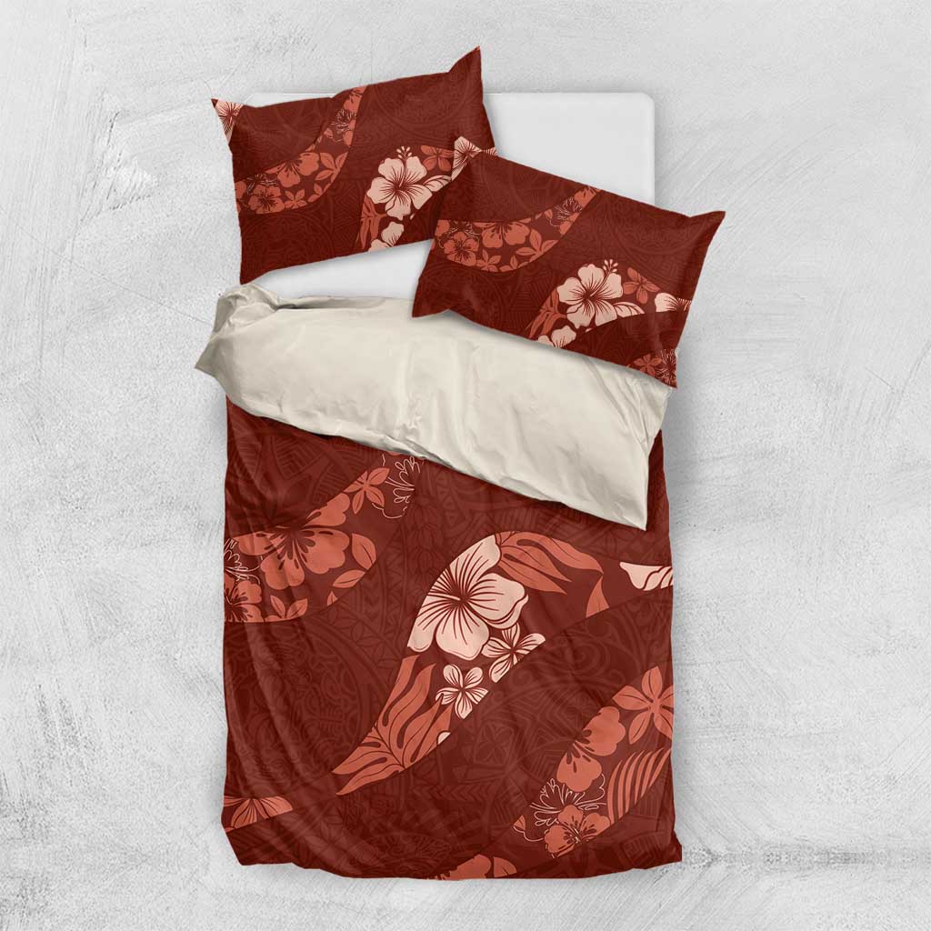 Aloha Hawaii Floral Tapa Bedding Set Patchwork Crimson - Polynesian Pride