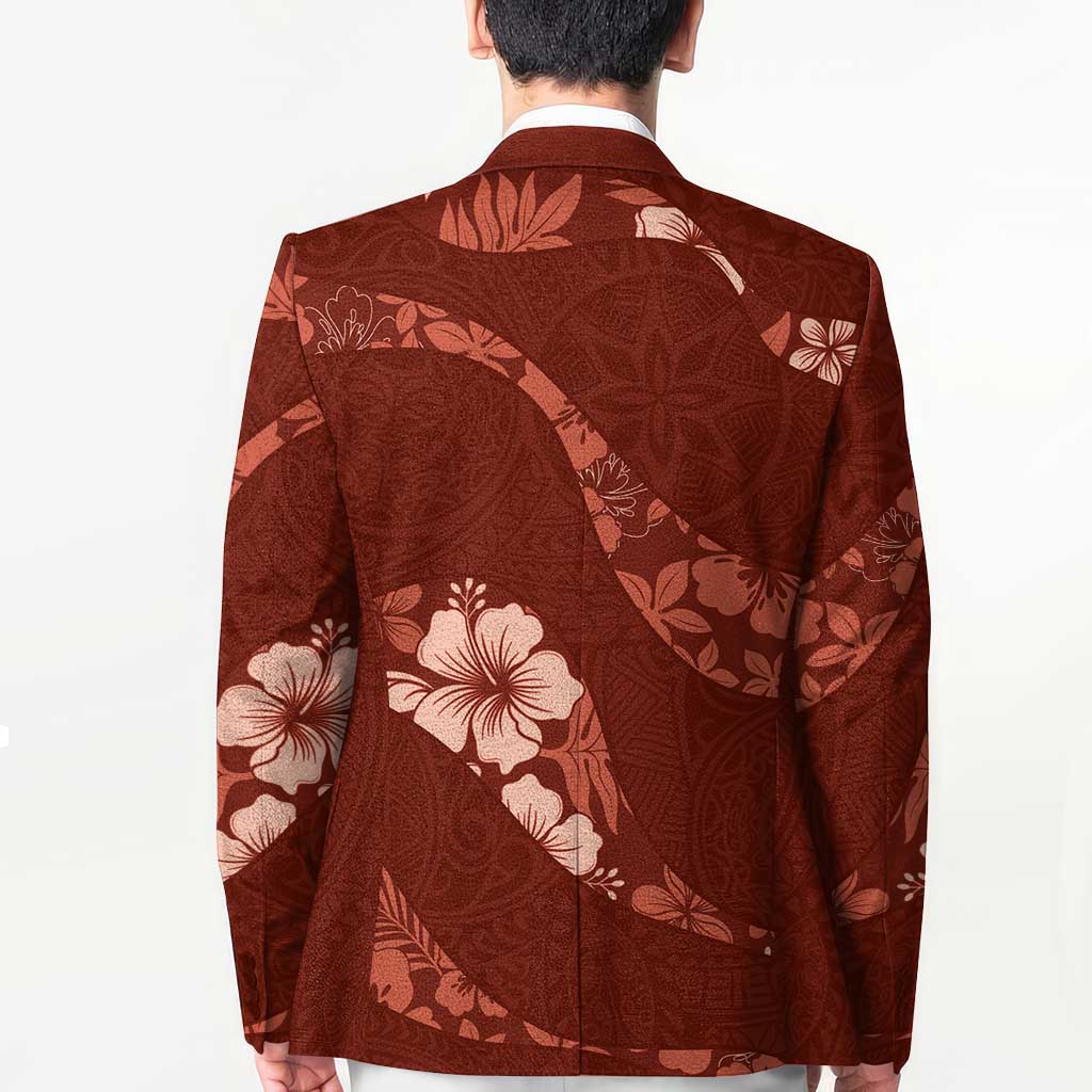 Aloha Hawaii Floral Tapa Blazer Patchwork Crimson LT7 - Polynesian Pride