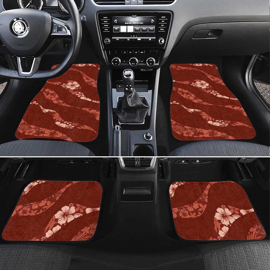 Aloha Hawaii Floral Tapa Car Mats Patchwork Crimson - Polynesian Pride