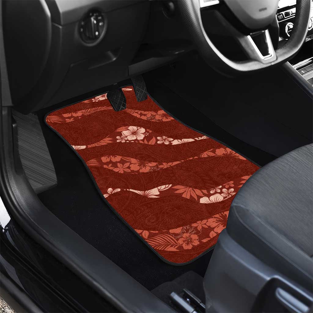 Aloha Hawaii Floral Tapa Car Mats Patchwork Crimson - Polynesian Pride