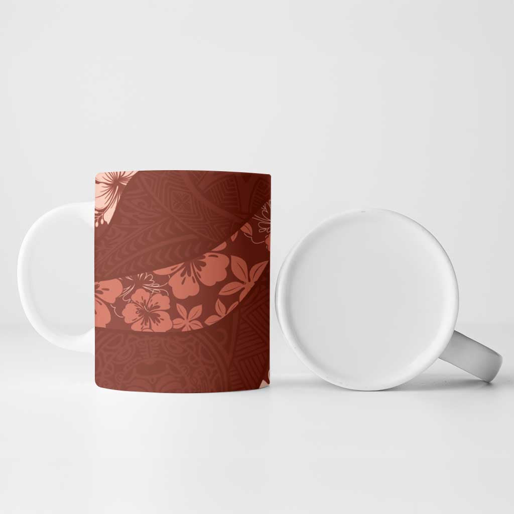 Aloha Hawaii Floral Tapa Ceramic Mug Patchwork Crimson - Polynesian Pride