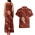 Aloha Hawaii Floral Tapa Couples Matching Tank Maxi Dress and Hawaiian Shirt Patchwork Crimson - Polynesian Pride