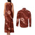 Aloha Hawaii Floral Tapa Couples Matching Tank Maxi Dress and Long Sleeve Button Shirt Patchwork Crimson - Polynesian Pride