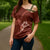 Aloha Hawaii Floral Tapa Cross Shoulder Shirt Patchwork Crimson - Polynesian Pride