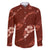 Aloha Hawaii Floral Tapa Family Matching Long Sleeve Bodycon Dress and Hawaiian Shirt Patchwork Crimson - Polynesian Pride