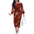 Aloha Hawaii Floral Tapa Family Matching Off The Shoulder Long Sleeve Dress and Hawaiian Shirt Patchwork Crimson - Polynesian Pride