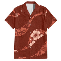 Aloha Hawaii Floral Tapa Family Matching Off Shoulder Maxi Dress and Hawaiian Shirt Patchwork Crimson - Polynesian Pride
