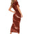 Aloha Hawaii Floral Tapa Family Matching Short Sleeve Bodycon Dress and Hawaiian Shirt Patchwork Crimson - Polynesian Pride
