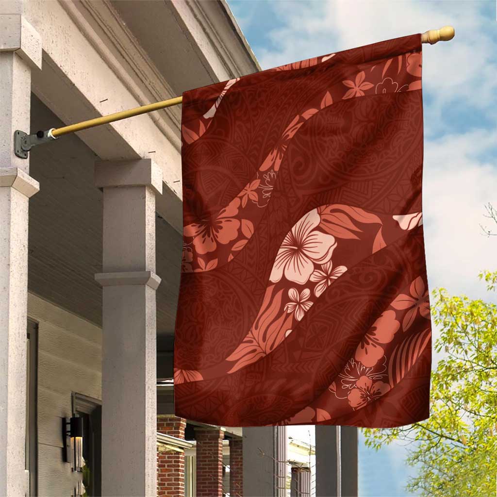 Aloha Hawaii Floral Tapa Garden Flag Patchwork Crimson - Polynesian Pride