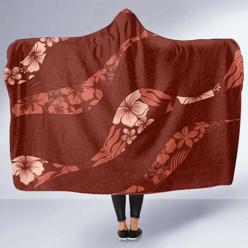 Aloha Hawaii Floral Tapa Hooded Blanket Patchwork Crimson - Polynesian Pride