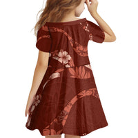 Aloha Hawaii Floral Tapa Kid Short Sleeve Dress Patchwork Crimson LT7 - Polynesian Pride