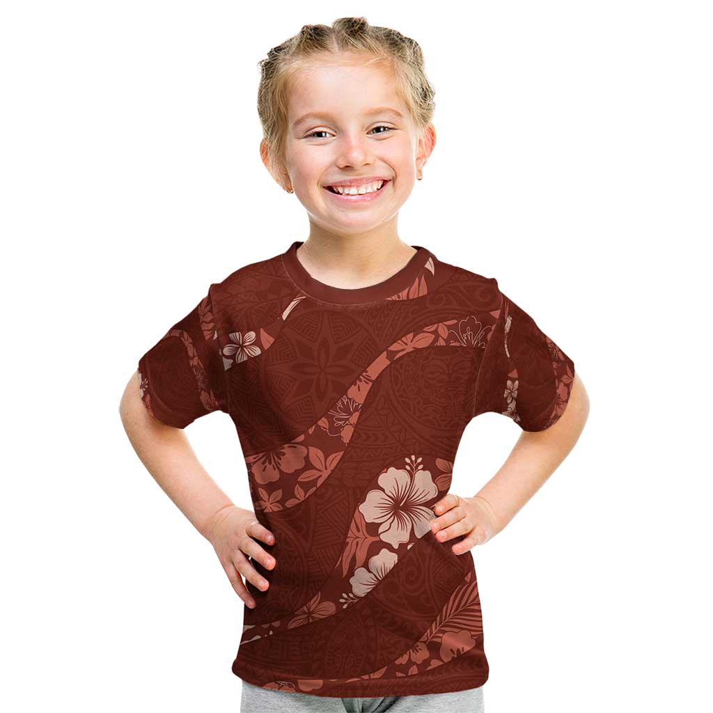 Aloha Hawaii Floral Tapa Kid T Shirt Patchwork Crimson - Polynesian Pride