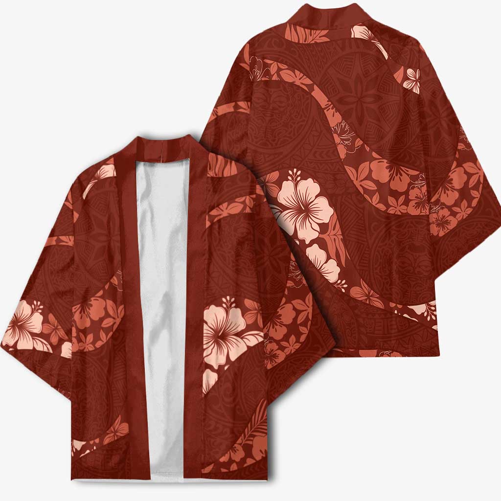 Aloha Hawaii Floral Tapa Kimono Patchwork Crimson - Polynesian Pride