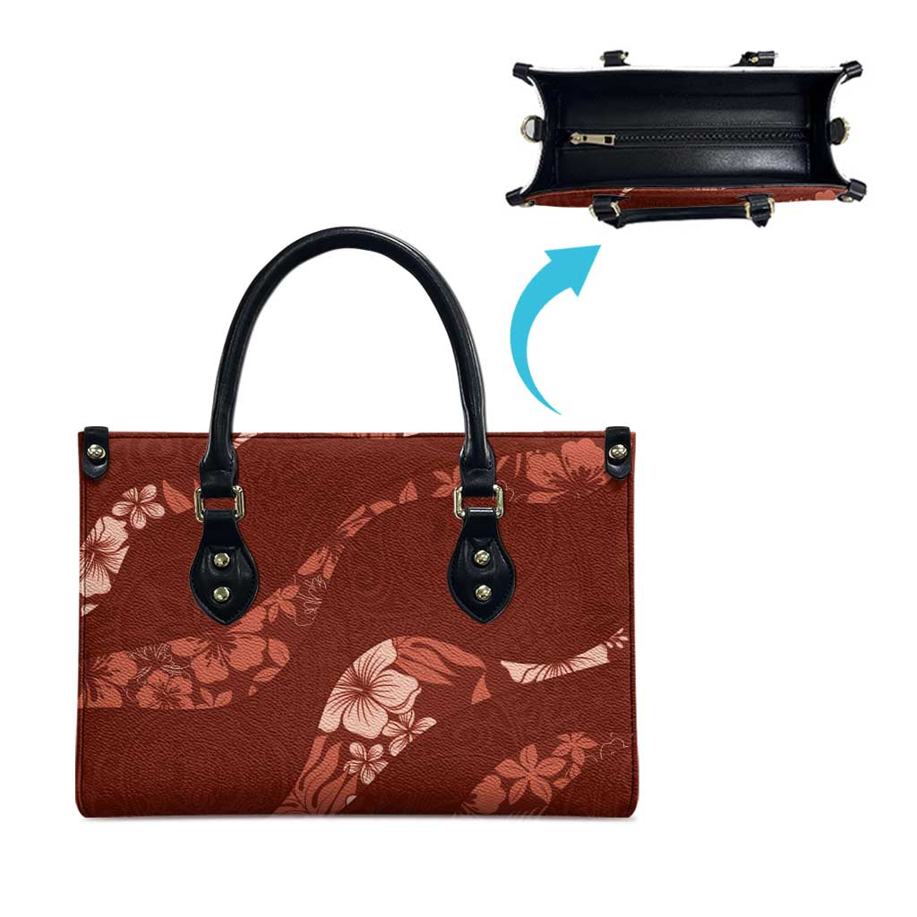 Aloha Hawaii Floral Tapa Leather Bag Patchwork Crimson - Polynesian Pride