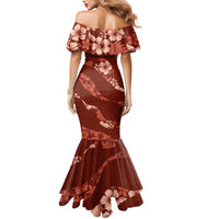 Aloha Hawaii Floral Tapa Mermaid Dress Patchwork Crimson LT7 - Polynesian Pride