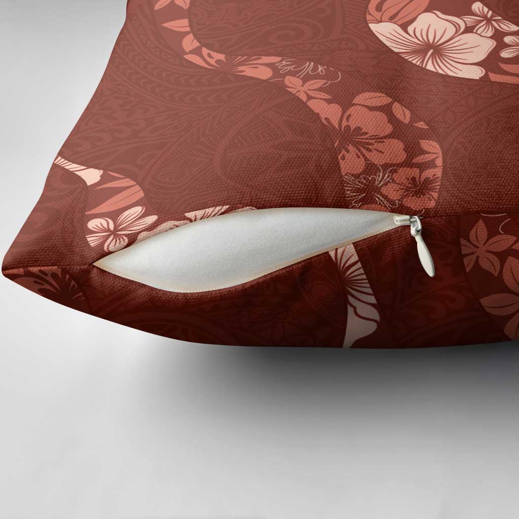 Aloha Hawaii Floral Tapa Pillow Cover Patchwork Crimson - Polynesian Pride